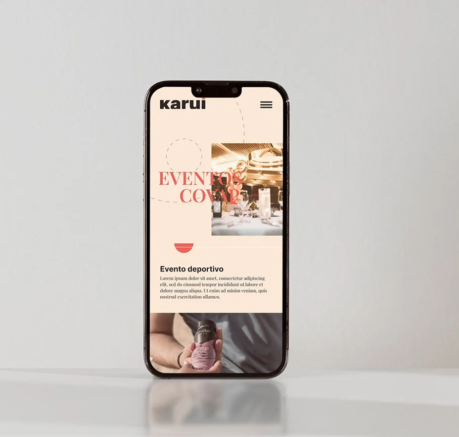 Mobile screen with the Karui identity